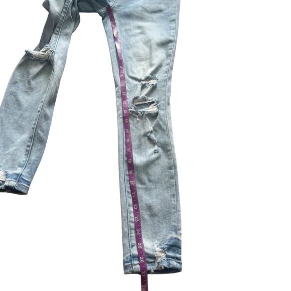 Vervet Skinny Jeans Women's Size 24 Blue Light wash distressed Button fly Grunge - Picture 8 of 15